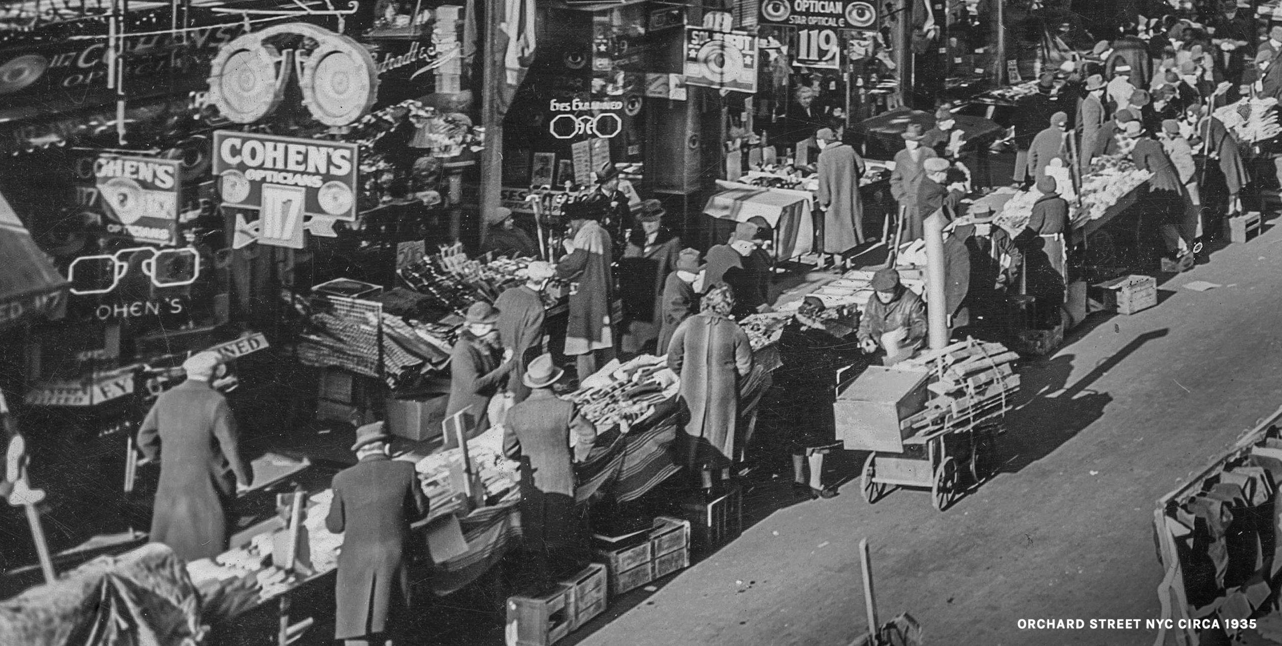 Cohen's Fashion Optical on Orchard Street, NYC, circa 1935