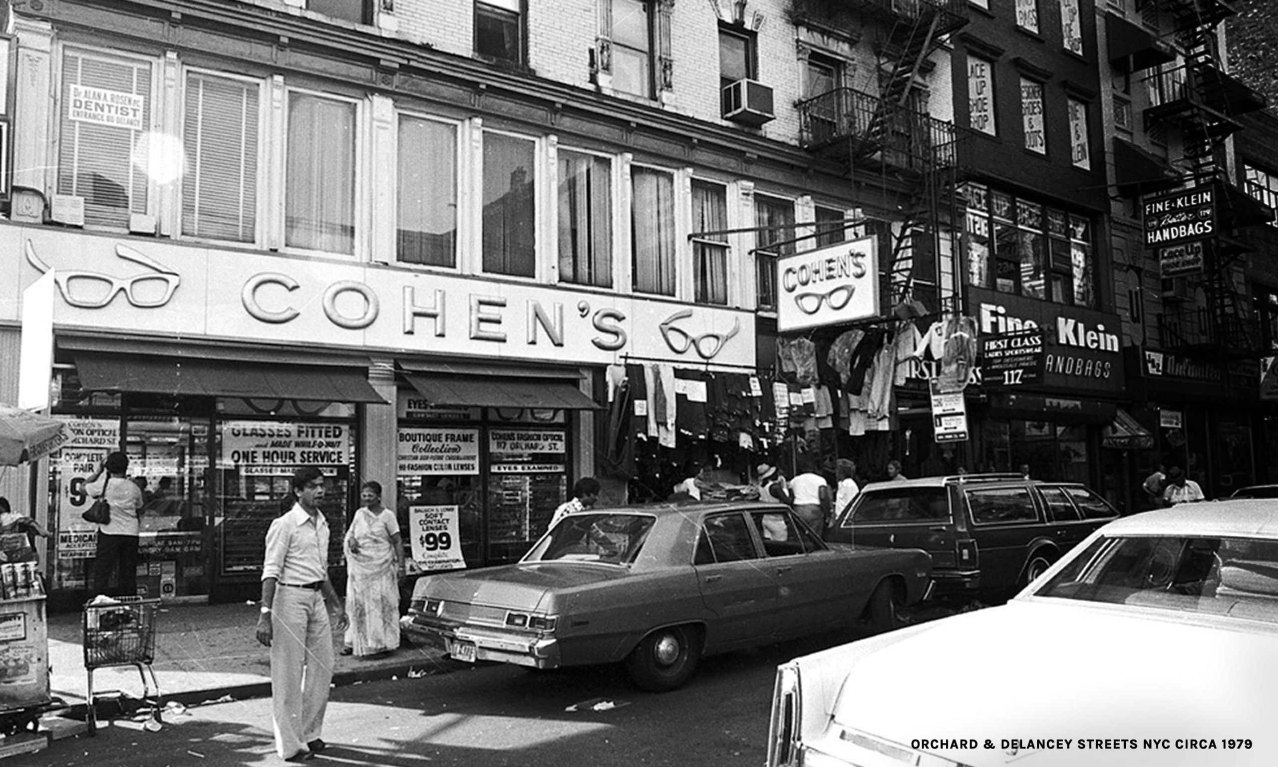 Cohen's Fashion Optical on Orchard and Delancy Streets, NYC, circa 1979